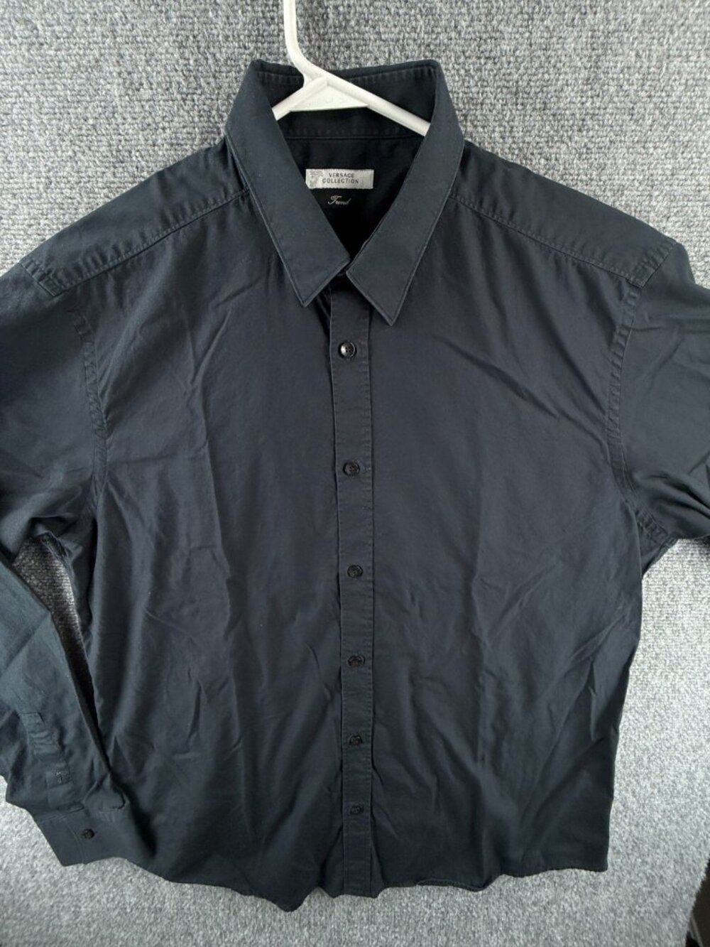 Versace Collection Trend Black Button Up Shirt Long Sleeve 17.5 (44) Cotton Men